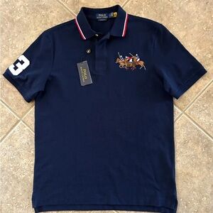 Polo Ralph Lauren Triple Pony Polo Shirt XL TG Custom Slim Fit Embroidered NWT